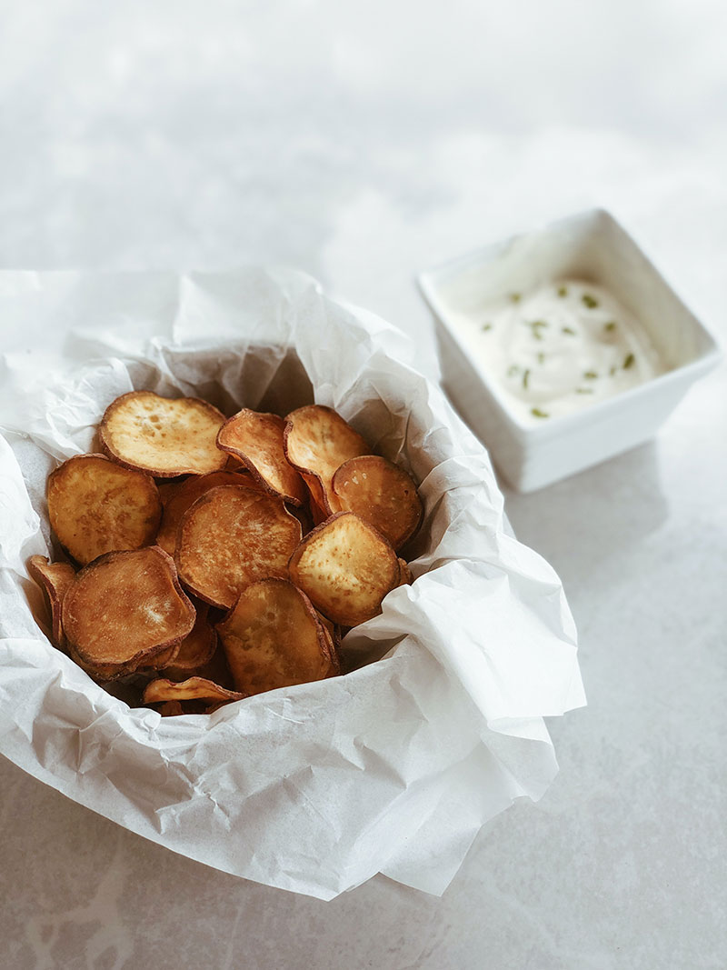 Air Fried Sweet Potato Chips 